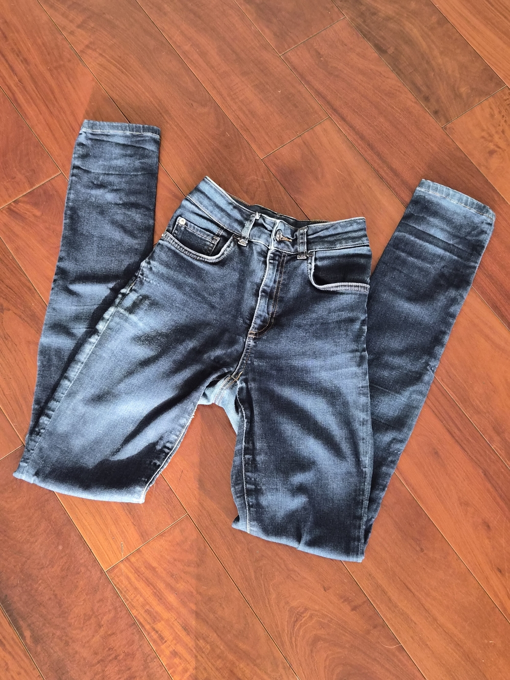 Zara Basic Denim High Rise Dark Wash Skinny Jeans Altered Size 00